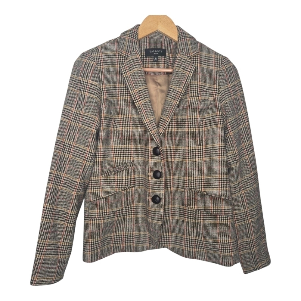 Talbots Plaid Blazer in Beige, Black and Red